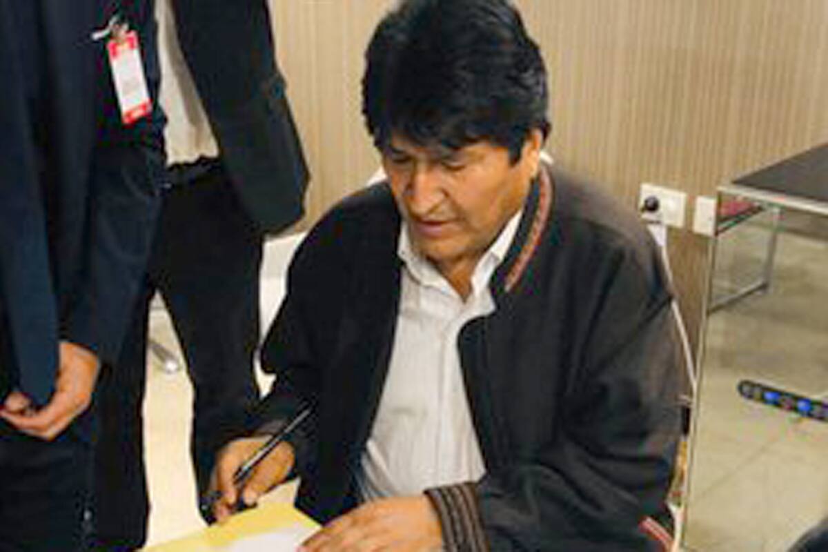 Evo Morales al llegar a la Argentina