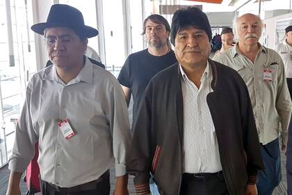 Evo Morales, ayer, al llegar al país