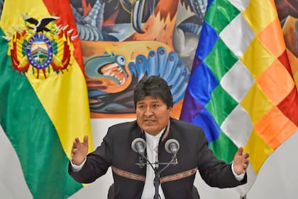 Evo Morales durante la conferencia de prensa que brindó esta mañana