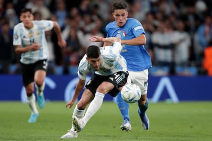 Exequiel Palacios, en la Finalissima contra Italia, en Wembley