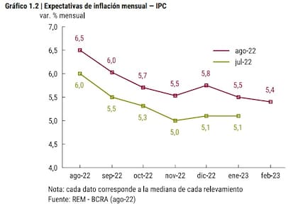 Expectativas de inflación mensual, según REM