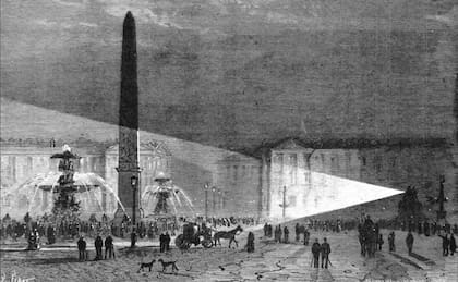 Experimentos de León Foucault en París, en 1844, con lámparas de arco. Etchepareborda usó la misma tecnología para sus experimentos diez años más tarde.