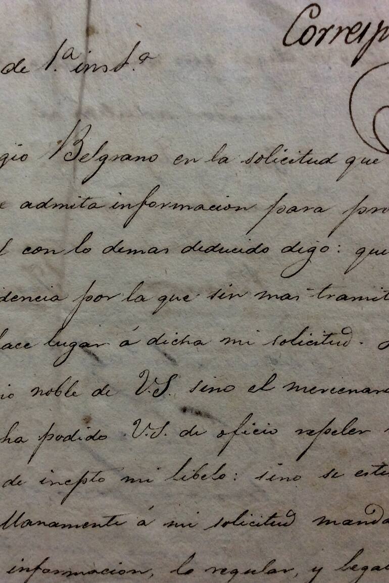 Extracto del juicio que llevó adelante Joaquín Belgrano en 1826 para reclamar una parte de la herencia. La causa integra el patrimonio del Archivo General de la Nación.