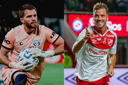 Ezequiel Centurión, arquero de Independiente Rivadavia, y Tomás Molina, delantero de Argentinos Juniors