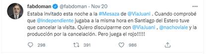 Fabián Doman dio una insólita excusa por la que no estuvo en el programa que conduce Juana Viale