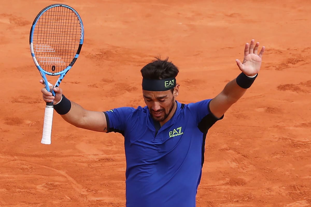 Fabio Fognini celebra su inolvidable victoria ante Rafael Nadal