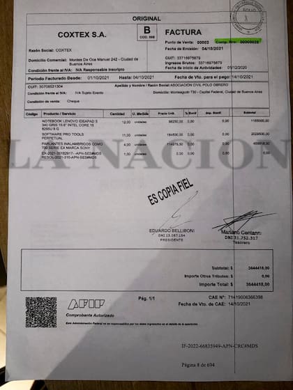 Factura Coxtex S.A.