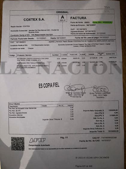 Factura Coxtex S.A.