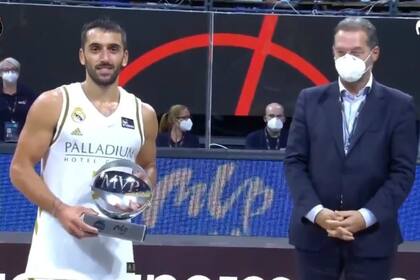 Facundo Campazzo repite premio. El cordobés fue elegido como el MVP por segundo año consecutivo en el título de Real Madrid que se quedó con la Supercopa española