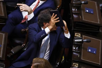 Facundo Manes le muestra la Constitución a Santiago Caputo