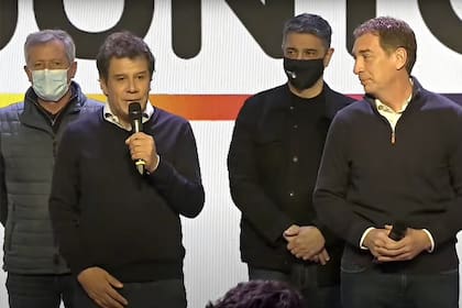 Facundo Manes y Diego Santilli, juntos en el bunker de La Plata