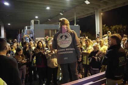 Facundo Moyano durante la protesta por la estatización de la Ruta del Mercosur