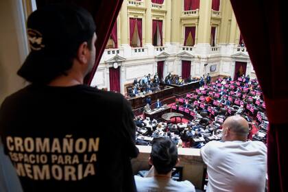 Familiares y sobrevivientes de Cromañón, el miércoles por la noche en la Cámara de Diputados