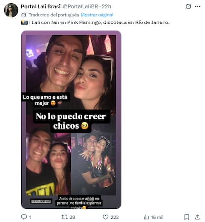 Fanáticos se cruzaron con Lali en un famoso bar de Copacabana (Foto: Captura de X)