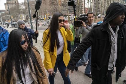 February 04, 2019 - New York, New York, United States: Emma Coronel Aispuro, the Mexican-American wife of Joaqu�n "El Chapo" Guzm�n arrives at the Federal Court . On February 12, the jury found the 61-year-old Guzman, who was extradited to the U.S. in 2017, guilty on all counts and he is expected to get life in prison. (Natan Dvir / Polaris)
