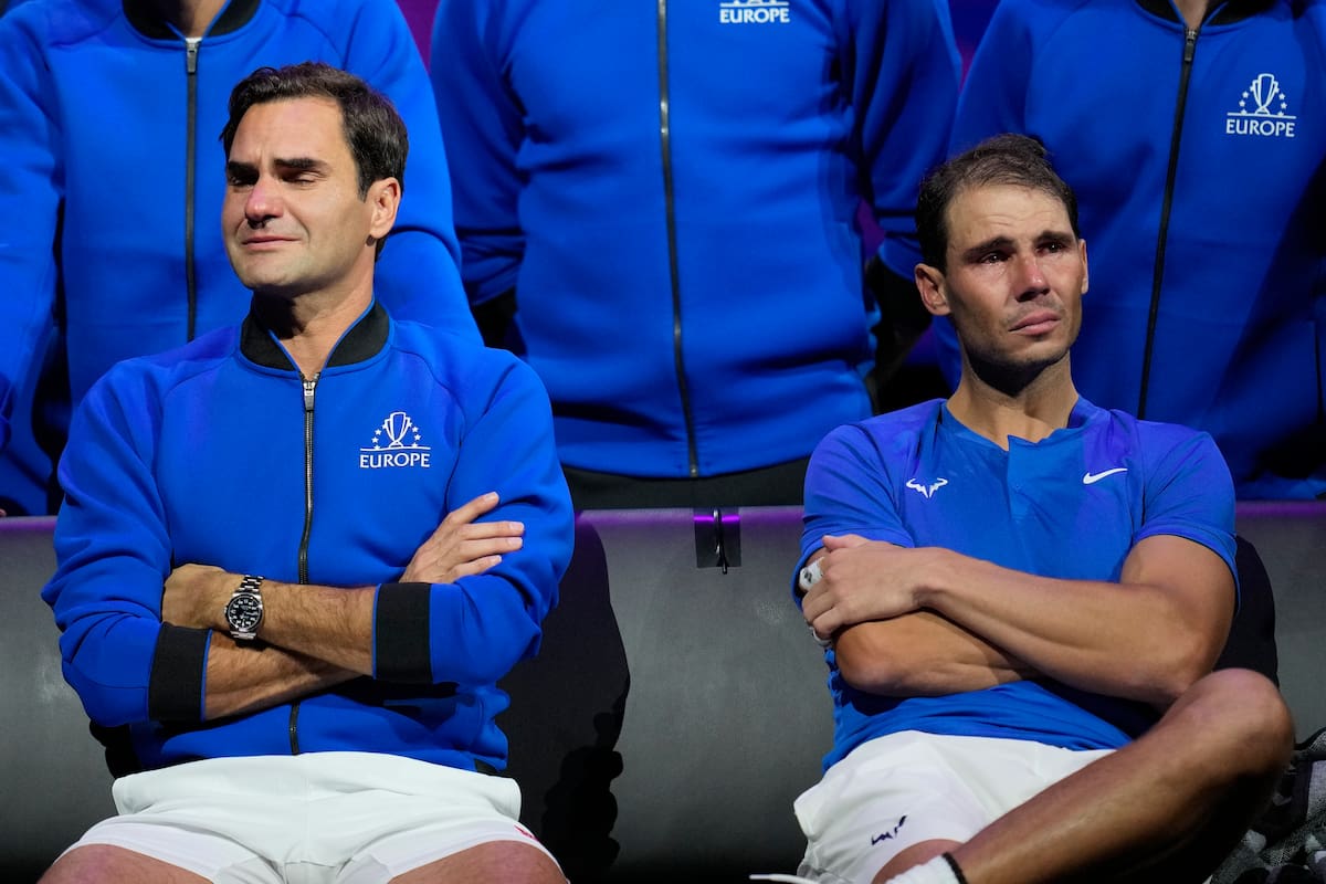 Federer y Nadal han sido rivales y también grandes amigos: aquí, emoción en la Laver Cup de 2022, en el último partido del suizo como profesional