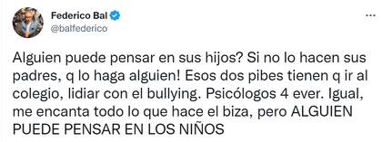 Federico Bal hizo un contundente apunte sobre los hijos de Shakira y Piqué.