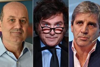Federico Sturzenegger, Javier Milei y Luis Caputo. Los tres economistas más fuertes del Gobierno.
