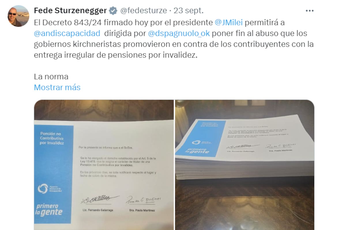 Federico Sturzenegger, ministro de Desregulación y Transformación del Estado, anunció la decisión en X
