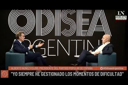 Feijoo durante la entrevista con Pagni