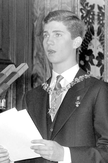 Felipe, por entonces Príncipe de Asturias, cuando juró la Constitución en 1986.