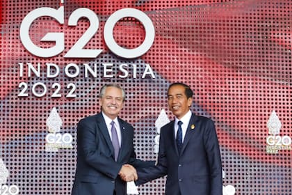 Fernández junto al presidente de Indonesia, Joko Widodo