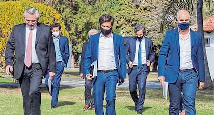 Fernández, Kicillof y Larreta, cuando coordinaban anuncios por la cuarentena