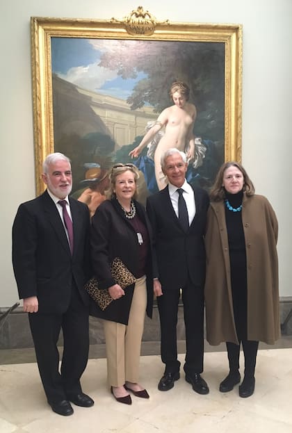 Fernando de Terán, director de la Academia de Bellas Artes de San Fernando, Patricia Phelps de Cisneros, Costantini y Estrella de Diego, hoy en Madrid