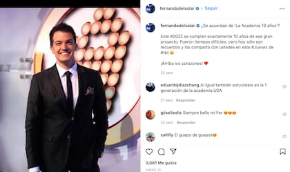 Fernando del Solar llegó a La Academia justo la primera vez que tuvo cáncer
