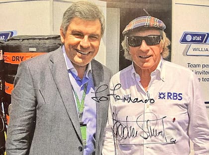 Fernando Tornello con Jackie Stewart, uno de los que movilizó su vínculo con la Fórmula 1