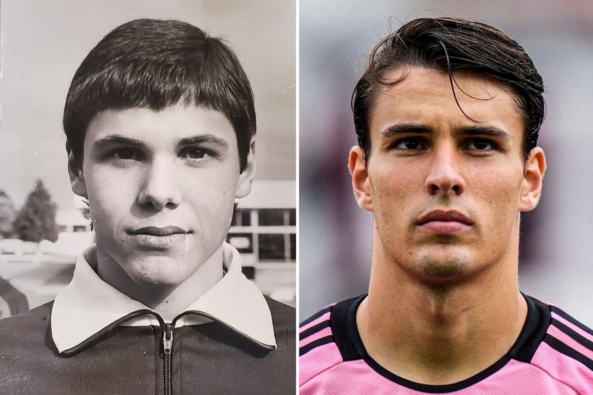 Fernando y Federico Redondo, padre e hijo a una edad parecida; la misma pasión por el fútbol a través de los años
