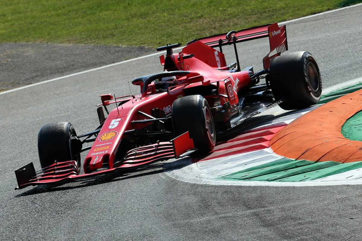 Ferraris German driver Sebastian Vettel drives during the second practice session at the Autodromo Nazionale circuit in Monza on September 4, 2020 ahead of the Italian Formula One Grand Prix.
