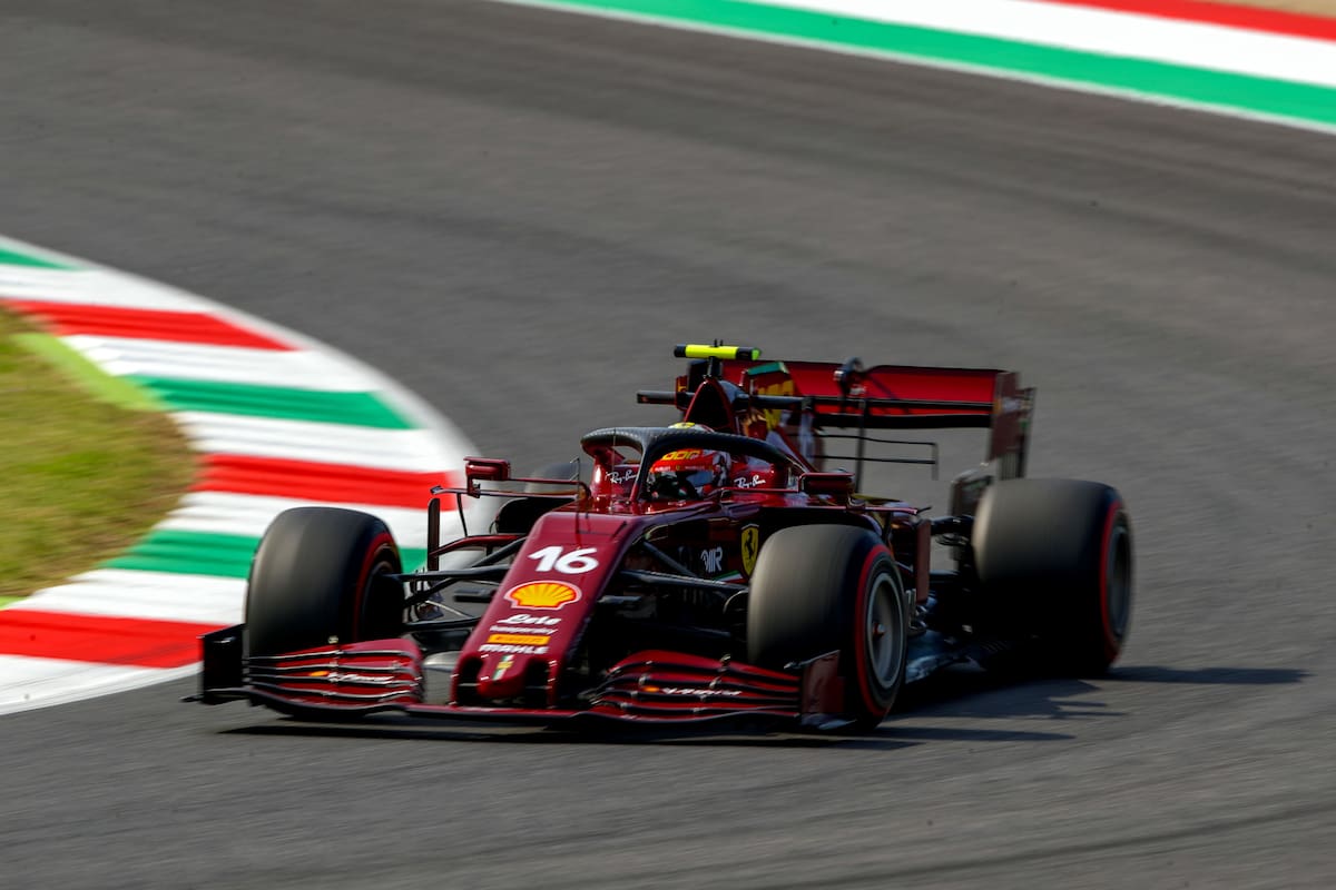 Ferraris Monegasque driver Charles Leclerc drives during the second practice session at the Mugello circuit ahead of the Tuscany Formula One Grand Prix in Scarperia e San Piero on September 11, 2020.
