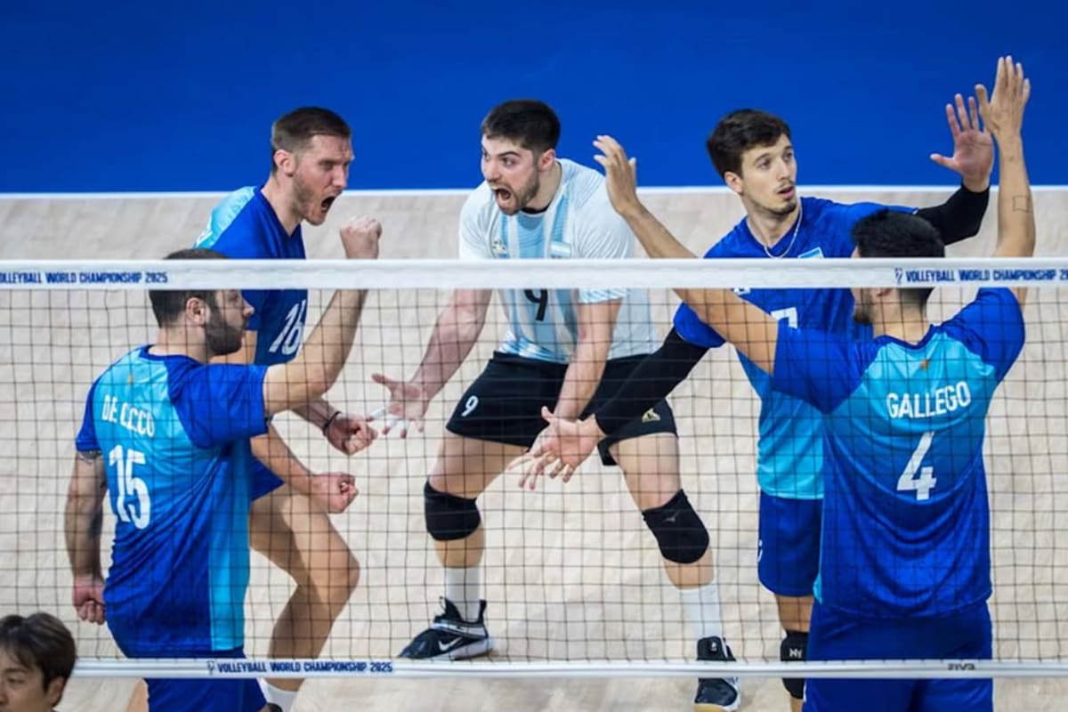 Festejo argentino ante Corea del Sur en el Mundial de voleibol