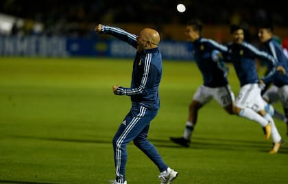 Festejo argentino en el partido de las eliminatorias del Mundial Rusia 2018. 10/10/17