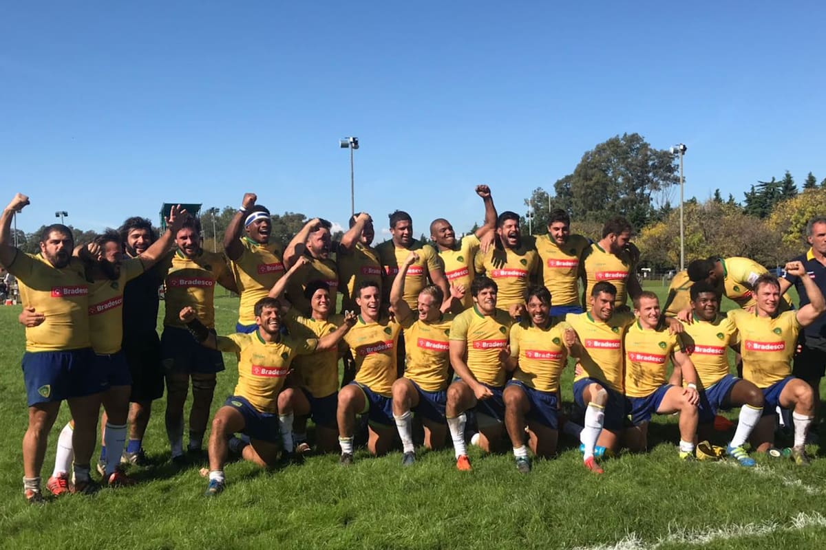 Festejo del Seleccionado de Rugby de Brasil.