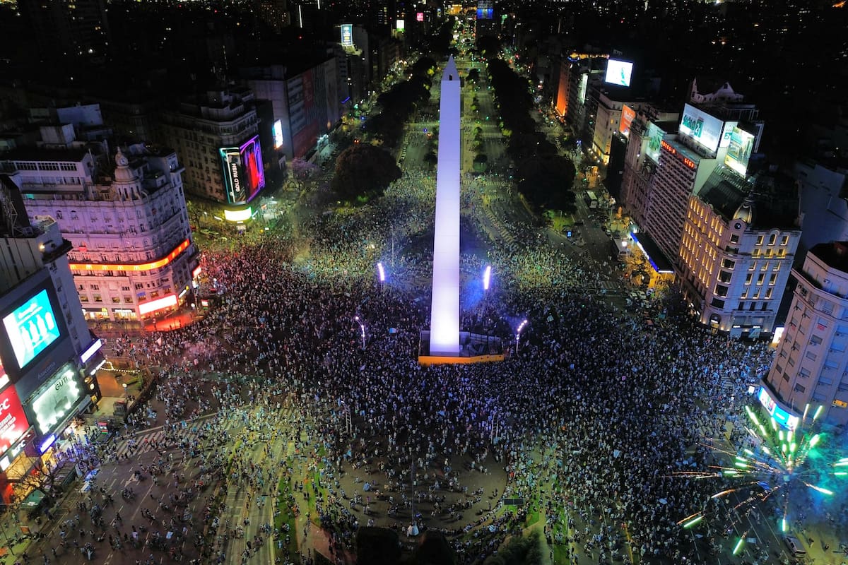 Festejos de Racing Campeón en el Obelisco.