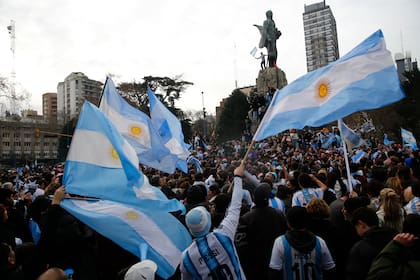 Festejos despues del partido entre Argentina y Egipto.
