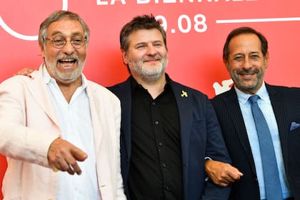 Luis Brandoni, Gastón Duprat y Guillermo Francella, felices en Venecia