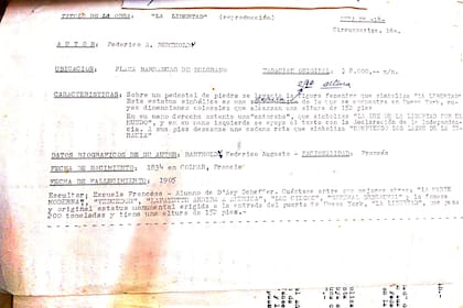 Ficha de la estatua en el archivo del MOA