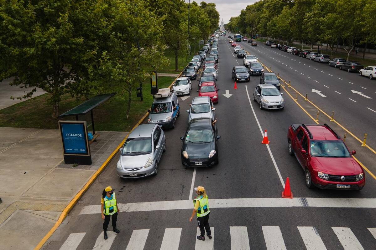 Filas de automóviles para realizar el testeo en la Rural de Palermo