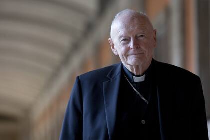 FILE - In this Feb. 13, 2013 file photo, Cardinal Theodore Edgar McCarrick poses during an interview with the Associated Press, in Rome. On Saturday, Feb. 16, 2019 the Vatican announced Pope Francis defrocked former U.S. Cardinal Theodore McCarrick after Vatican officials found him guilty of solicit