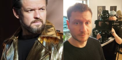 Filip Wałcerz y Maurycy Lyczko, los dos actores polacos que representaron a los CEOs de Rainbowex en el evento del Hotel Emperador