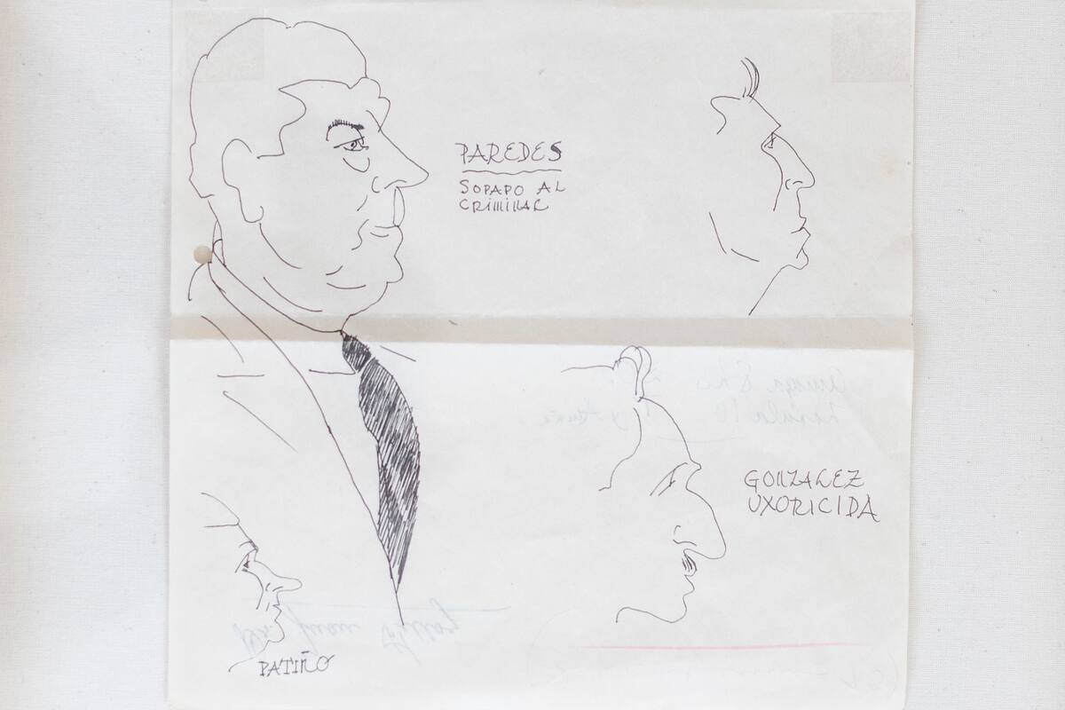 Filloy hacía caricaturas de los reos cuando trabajaba en al Justicia.