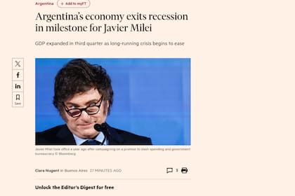 Financial Times dijo que la Argentina salió de la recesión y lo calificó como un "hito"