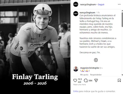 Finlay Tarling fue despedido por su equipo de ciclismo