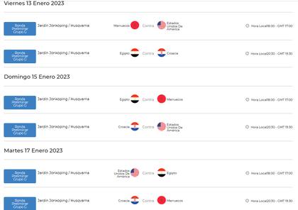 Fixture del grupo G del Mundial de handball masculino 2023
