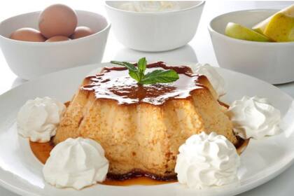 Flan con manzanas verdes.