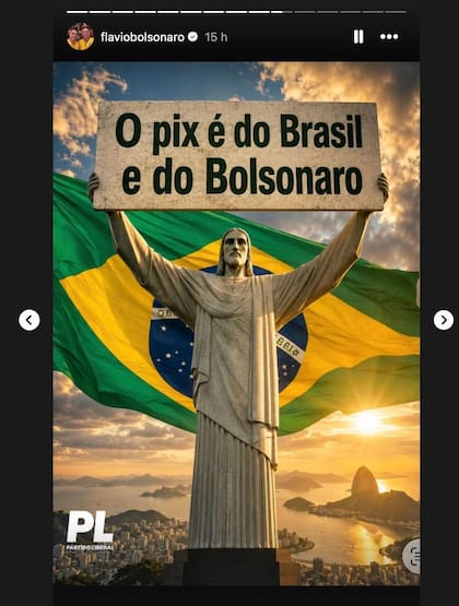 Flávio Bolsonaro publicó un mensaje en su Instagram diciendo que "Pix es de Brasil y de Bolsonaro".