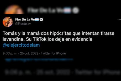 Flor de la V apuntó contra Holder (Twitter @Flordelav)